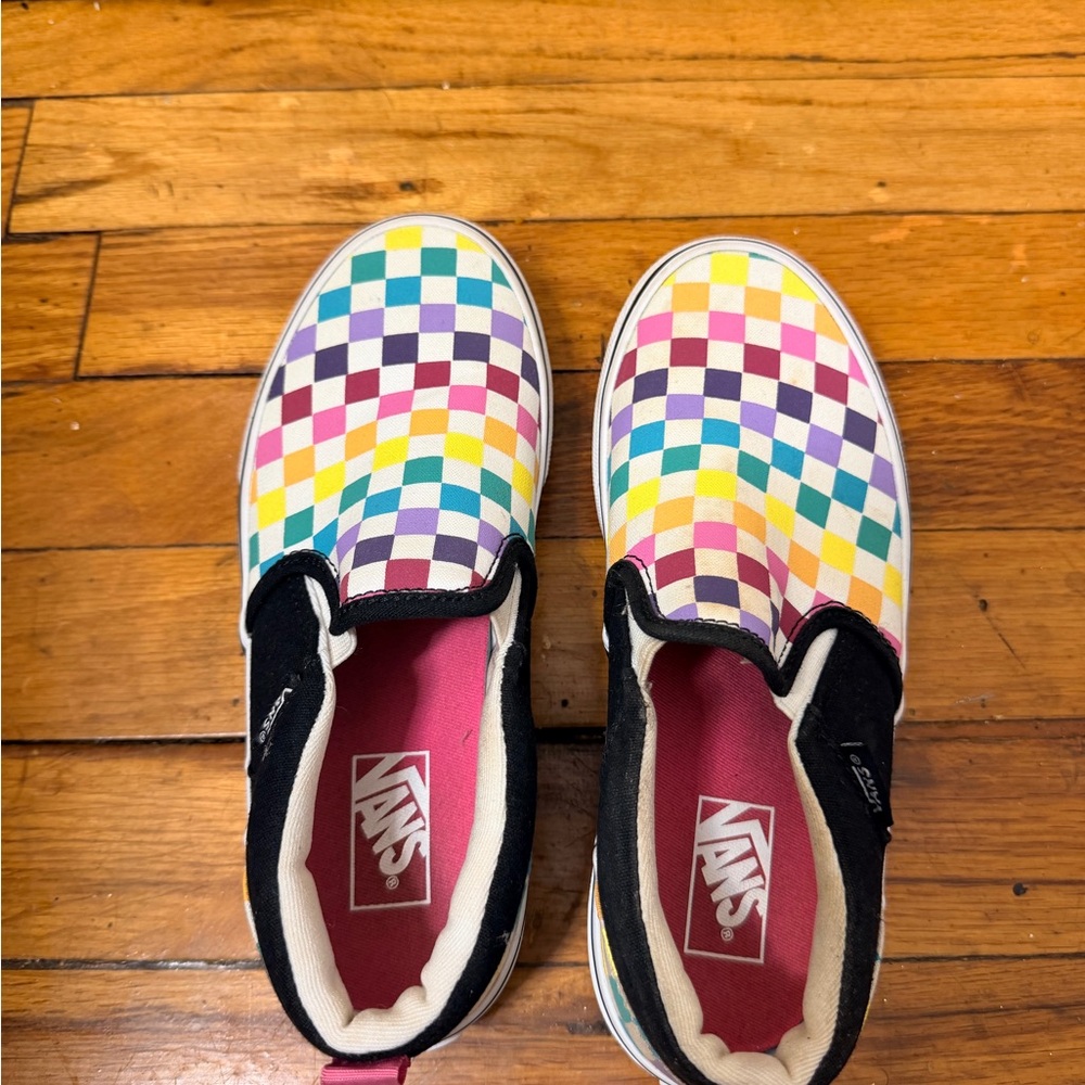 Vans Kids Colorful Checkered Slip-On Sneakers